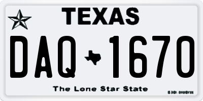 TX license plate DAQ1670