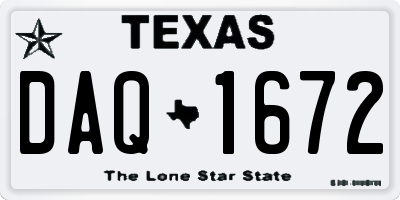 TX license plate DAQ1672
