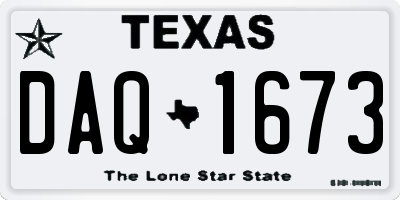 TX license plate DAQ1673
