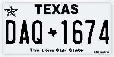 TX license plate DAQ1674