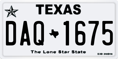 TX license plate DAQ1675
