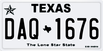 TX license plate DAQ1676