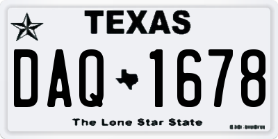 TX license plate DAQ1678