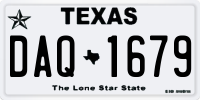 TX license plate DAQ1679