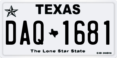 TX license plate DAQ1681