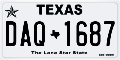 TX license plate DAQ1687