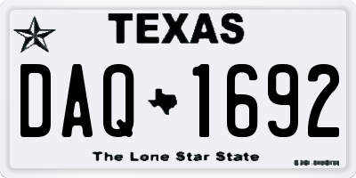 TX license plate DAQ1692