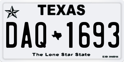 TX license plate DAQ1693