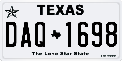 TX license plate DAQ1698