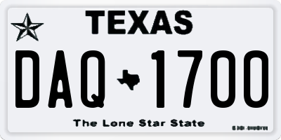 TX license plate DAQ1700