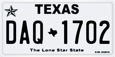TX license plate DAQ1702