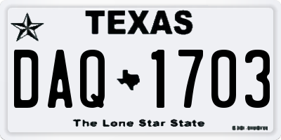 TX license plate DAQ1703