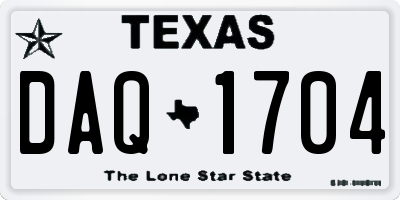TX license plate DAQ1704