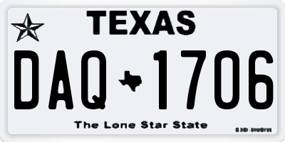TX license plate DAQ1706