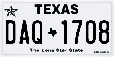 TX license plate DAQ1708