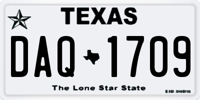 TX license plate DAQ1709