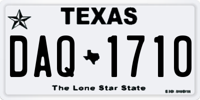 TX license plate DAQ1710