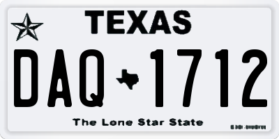 TX license plate DAQ1712