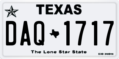 TX license plate DAQ1717
