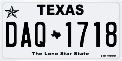 TX license plate DAQ1718