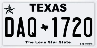 TX license plate DAQ1720
