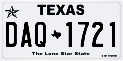 TX license plate DAQ1721