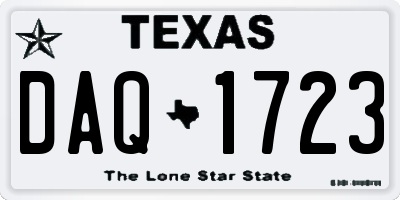 TX license plate DAQ1723