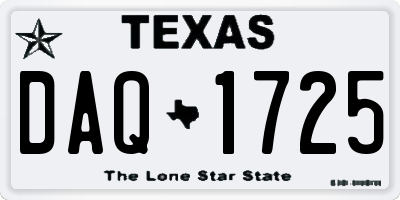 TX license plate DAQ1725