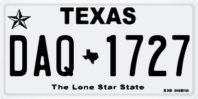 TX license plate DAQ1727