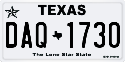 TX license plate DAQ1730