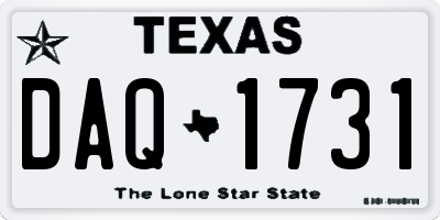 TX license plate DAQ1731