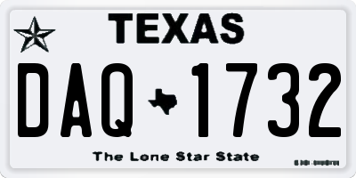 TX license plate DAQ1732