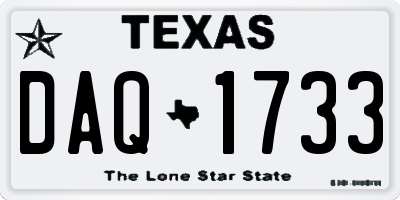 TX license plate DAQ1733