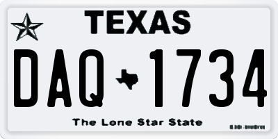 TX license plate DAQ1734