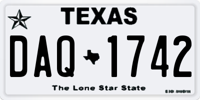 TX license plate DAQ1742