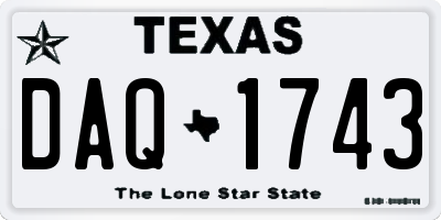TX license plate DAQ1743