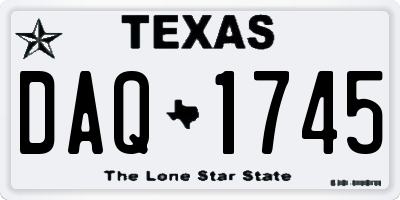 TX license plate DAQ1745