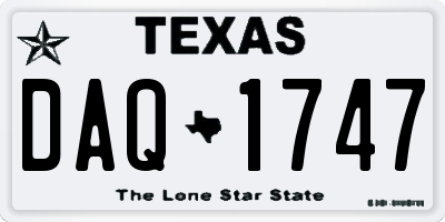 TX license plate DAQ1747