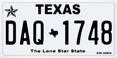 TX license plate DAQ1748