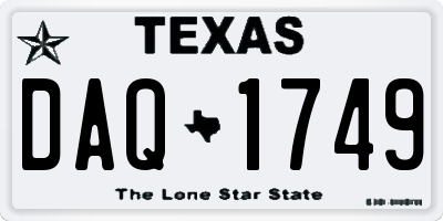 TX license plate DAQ1749