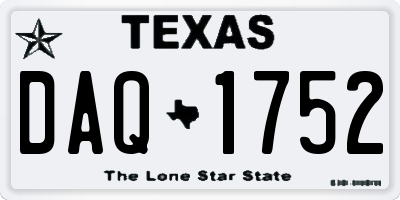 TX license plate DAQ1752