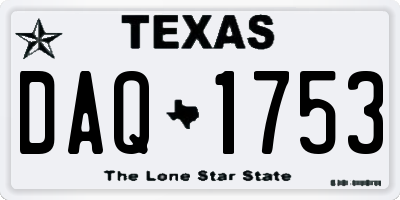 TX license plate DAQ1753