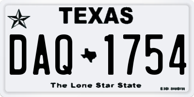 TX license plate DAQ1754
