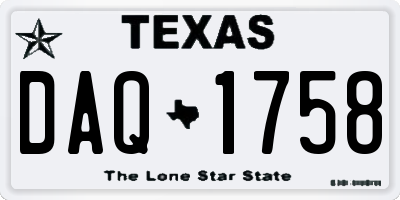 TX license plate DAQ1758