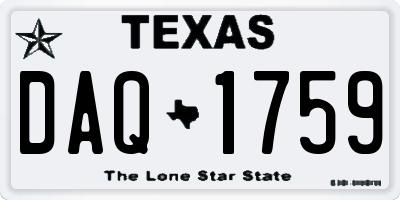 TX license plate DAQ1759