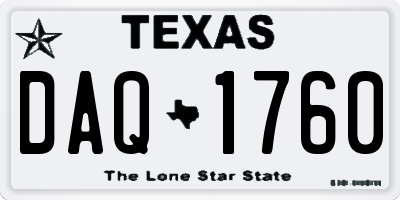 TX license plate DAQ1760