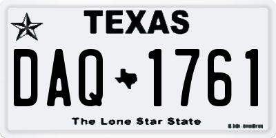 TX license plate DAQ1761