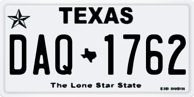 TX license plate DAQ1762