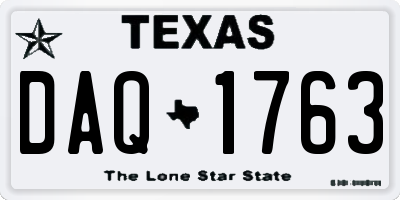TX license plate DAQ1763
