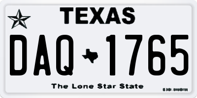 TX license plate DAQ1765